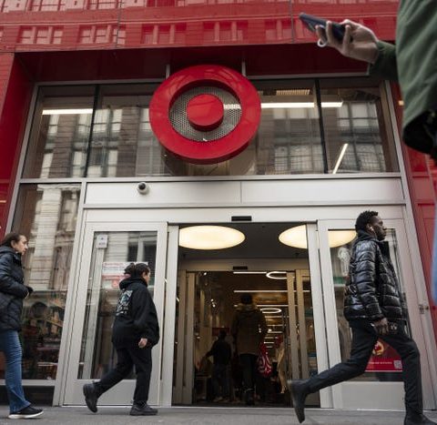Shoppers Stroll by Target in Manhattan, March 2025