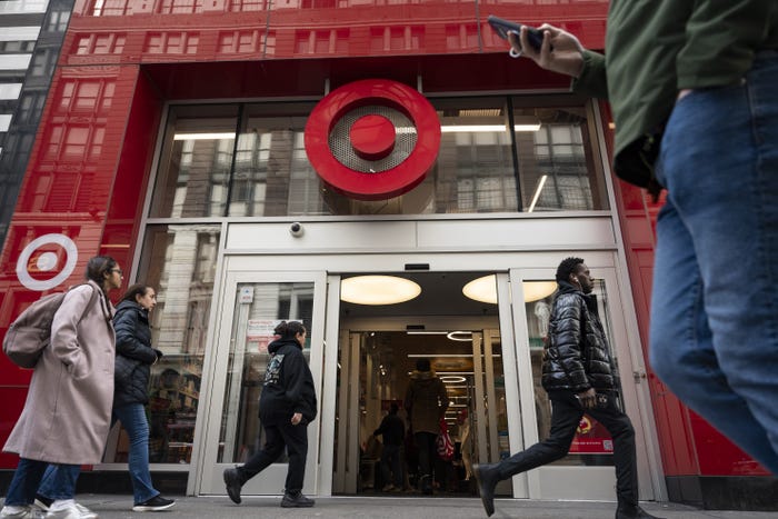 Shoppers Stroll by Target in Manhattan, March 2025